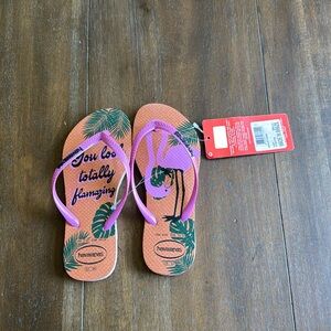 New Size 3/4 you look totally flamazing flamingo havaianas flip flop sandals